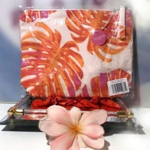 Ashiana Miami Tropical Orange & Cream Palm Leaf Wet Bag Pouch Cosmetic Bag *BNIP